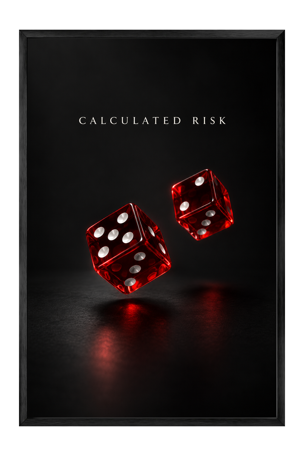 Calculated Risk Red Dice Luxury Framed Wall Art