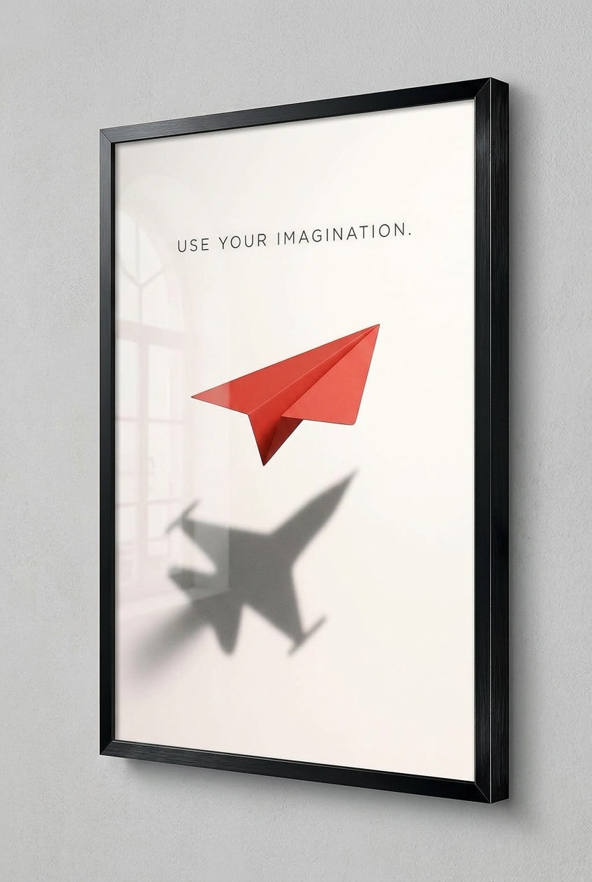 Paper Airplane Casting Jet Shadow Inspirational Wall Art — mockup 1