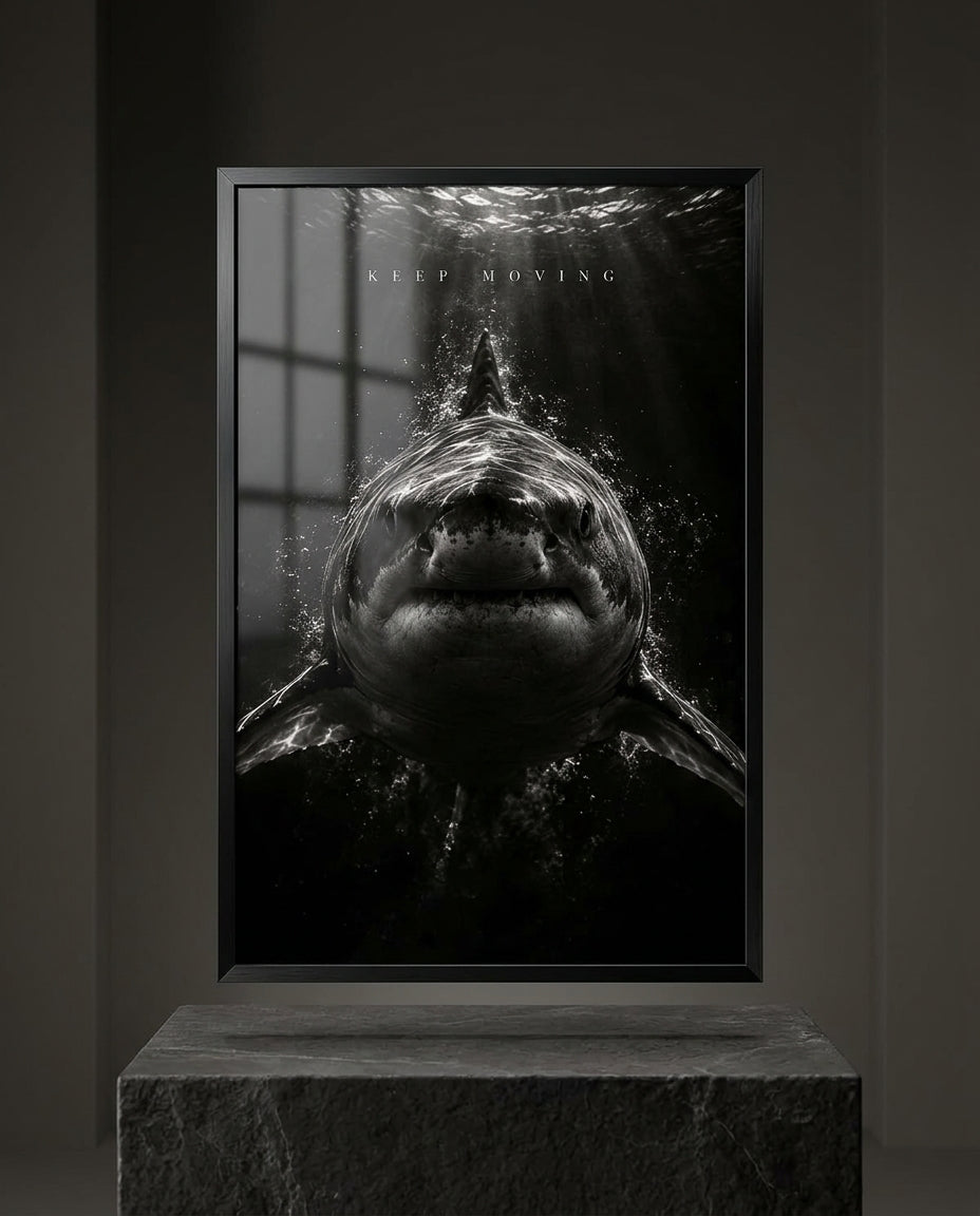 Keep Moving Great White Shark Fine Art Print — mockup 1