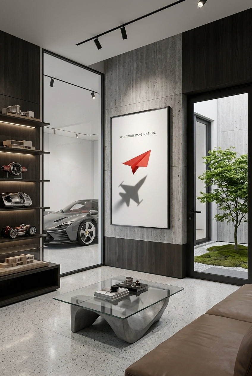 Paper Airplane Casting Jet Shadow Inspirational Wall Art — mockup 2