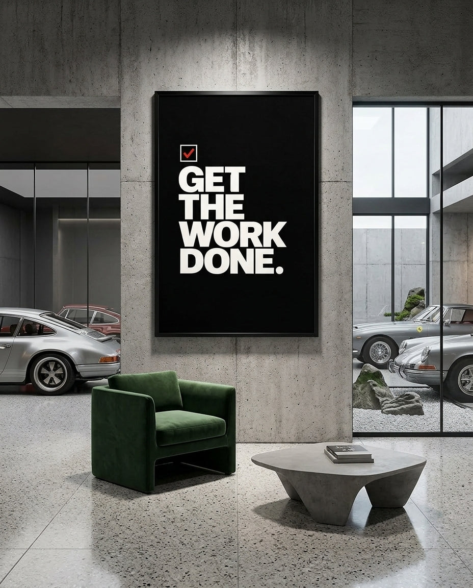 Get The Work Done Motivational Typography Poster — mockup 2