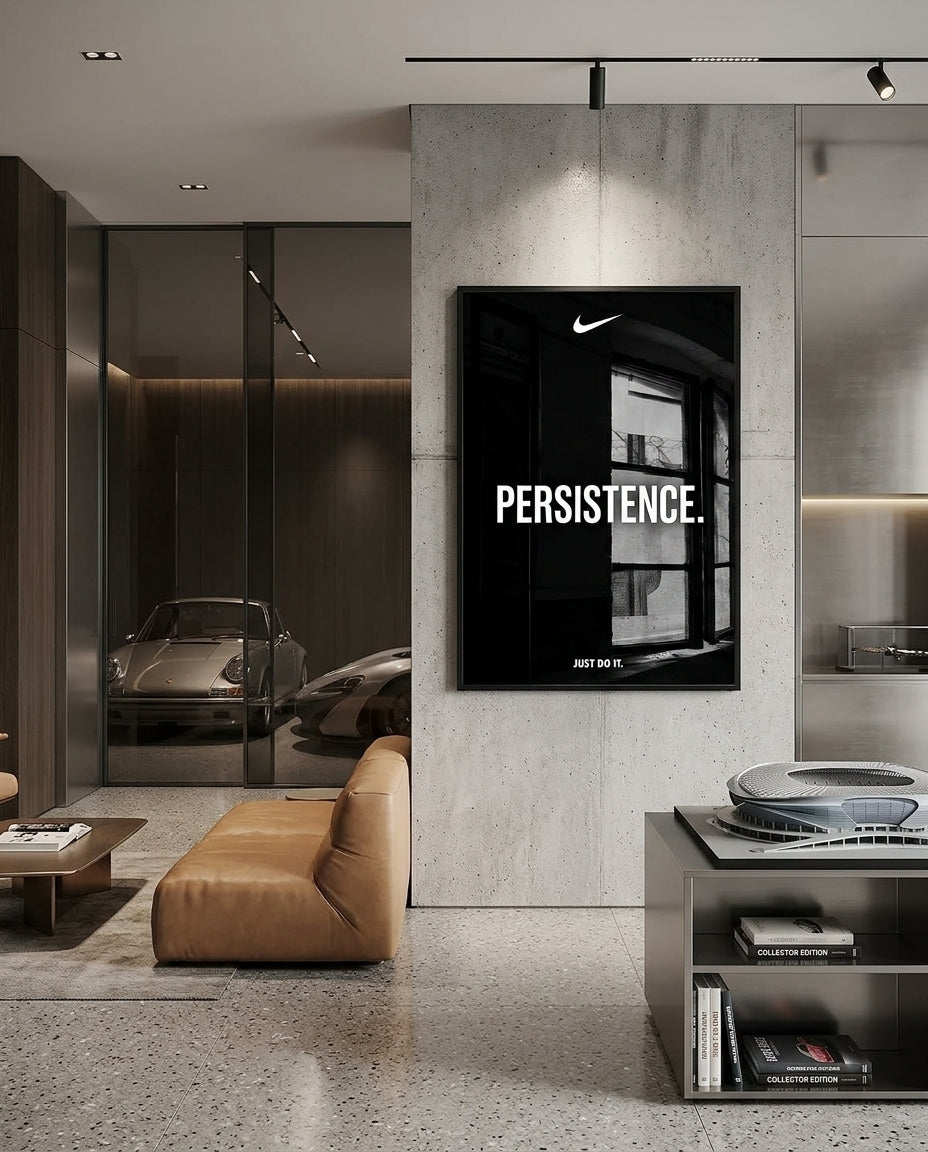 Persistence Typography Over Industrial Window — mockup 2