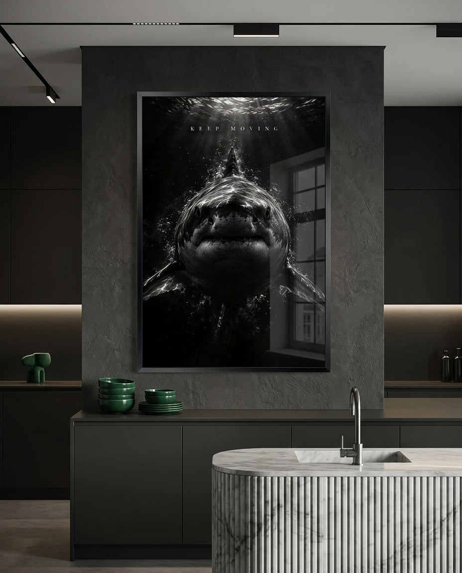 Keep Moving Great White Shark Fine Art Print — mockup 3