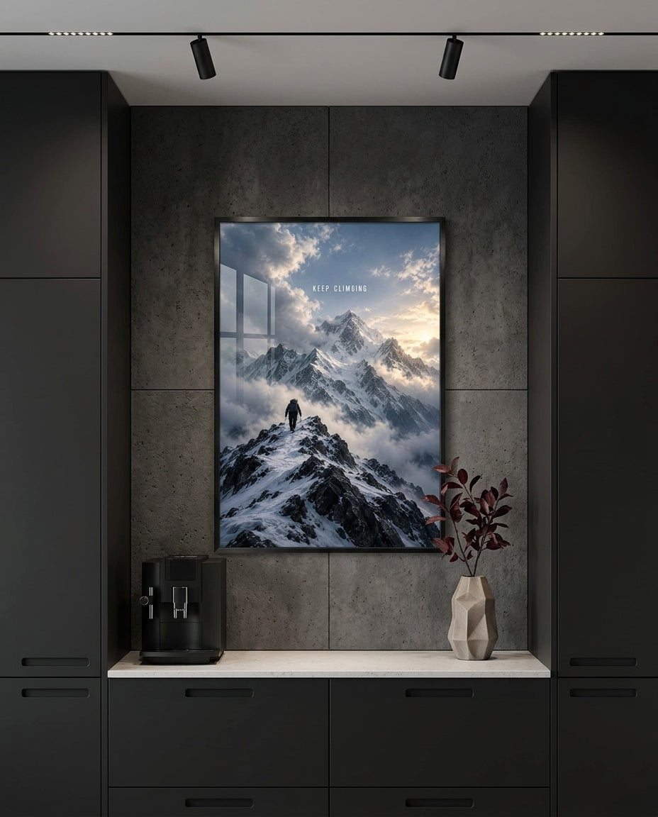 Mountaineer Ascending Snowy Summit — mockup 3