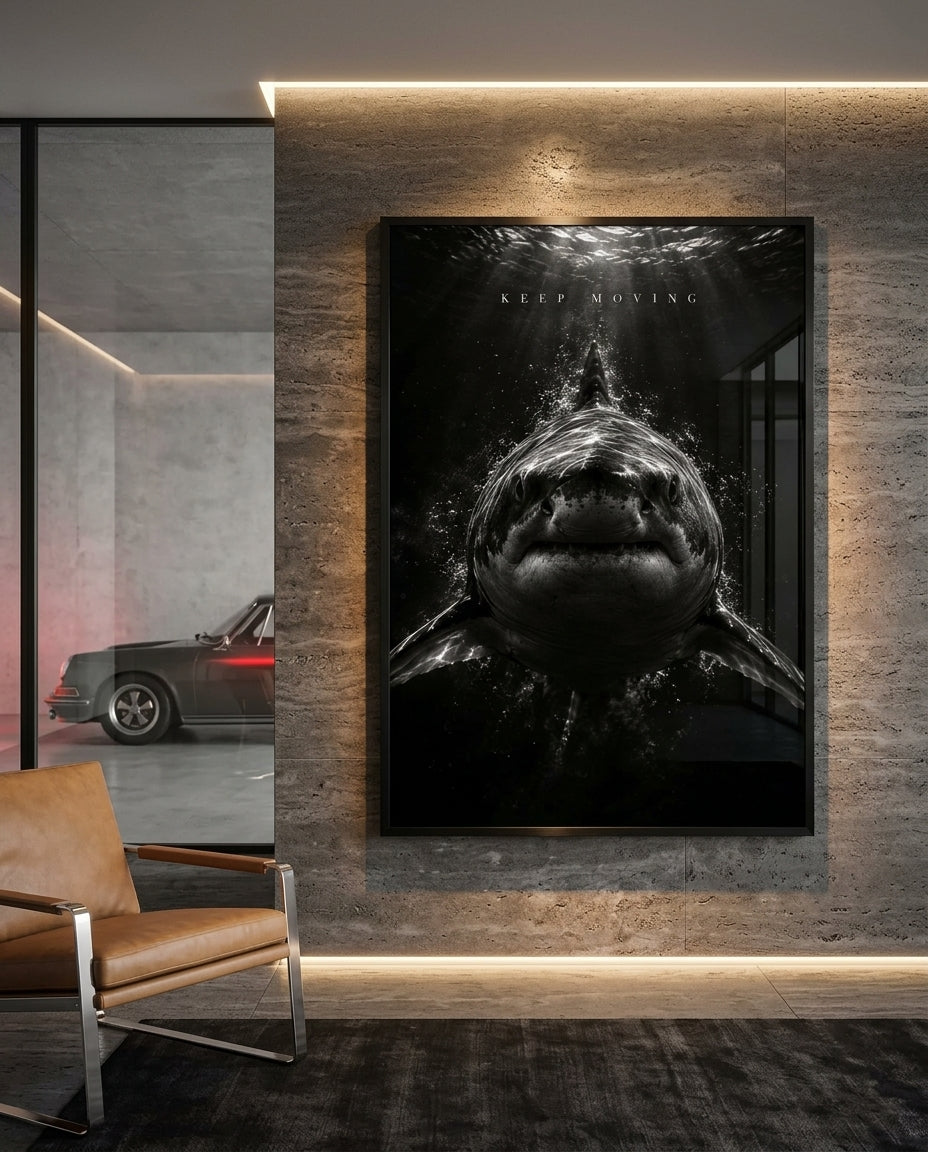 Keep Moving Great White Shark Fine Art Print — mockup 4