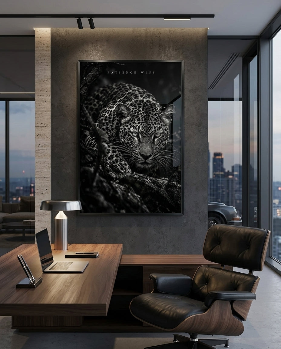 Leopard Stalking Close-Up Photographic Wall Art — mockup 4