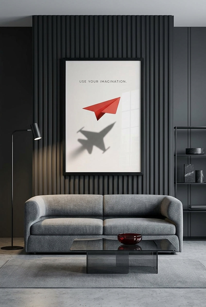 Paper Airplane Casting Jet Shadow Inspirational Wall Art — mockup 5