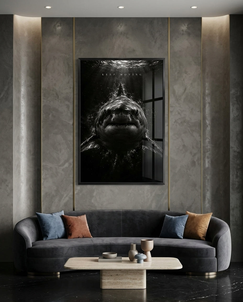 Keep Moving Great White Shark Fine Art Print — mockup 5
