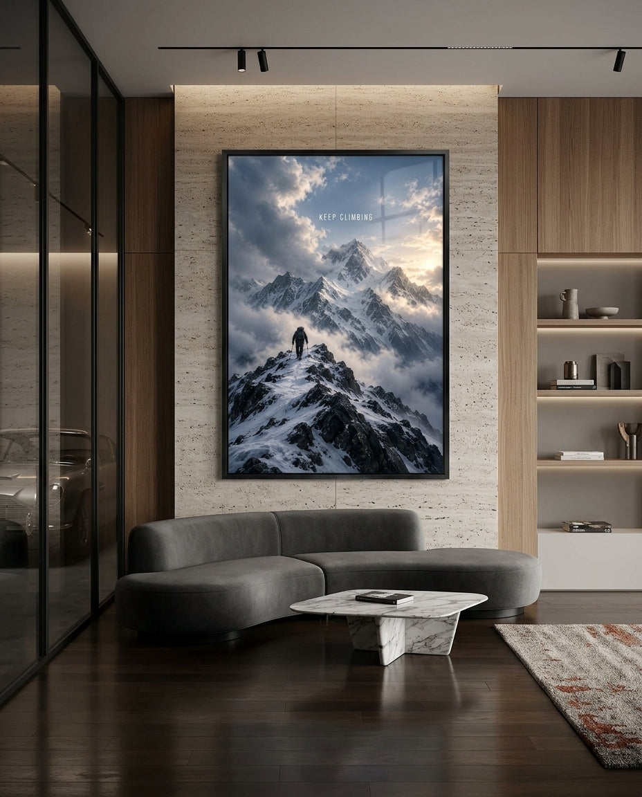 Mountaineer Ascending Snowy Summit — mockup 5