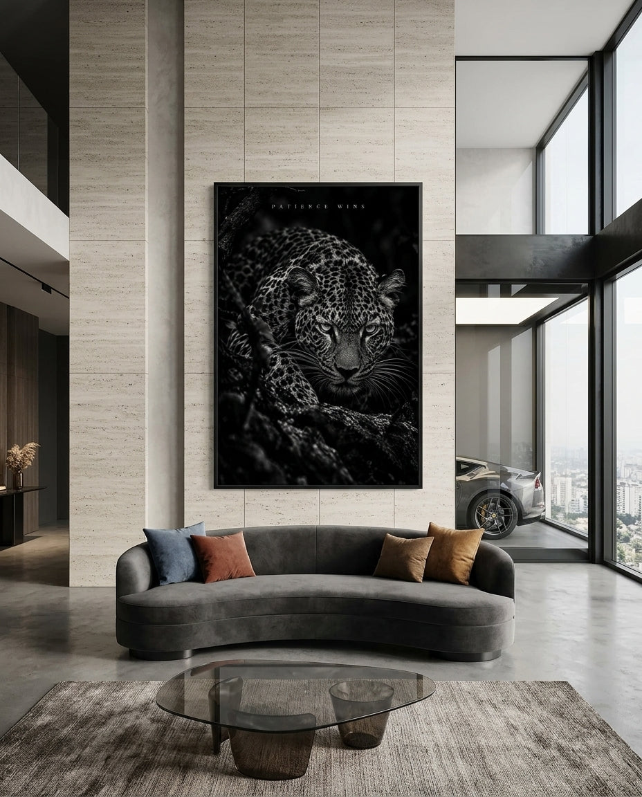Leopard Stalking Close-Up Photographic Wall Art — mockup 5