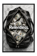 Relentless Cash-Filled Duffel Bag Print — framed canvas