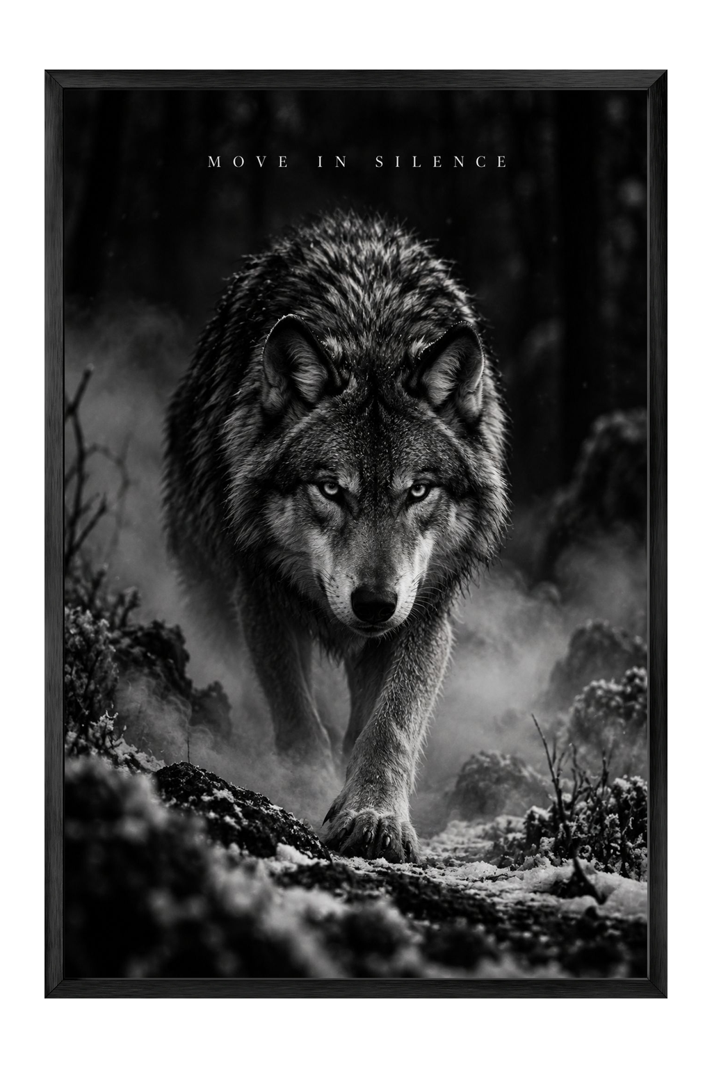 Move In Silence Wolf Portrait — framed canvas