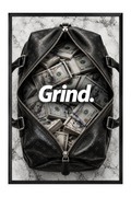 Grind Cash-Filled Duffel Bag Luxury Wall Art — framed canvas