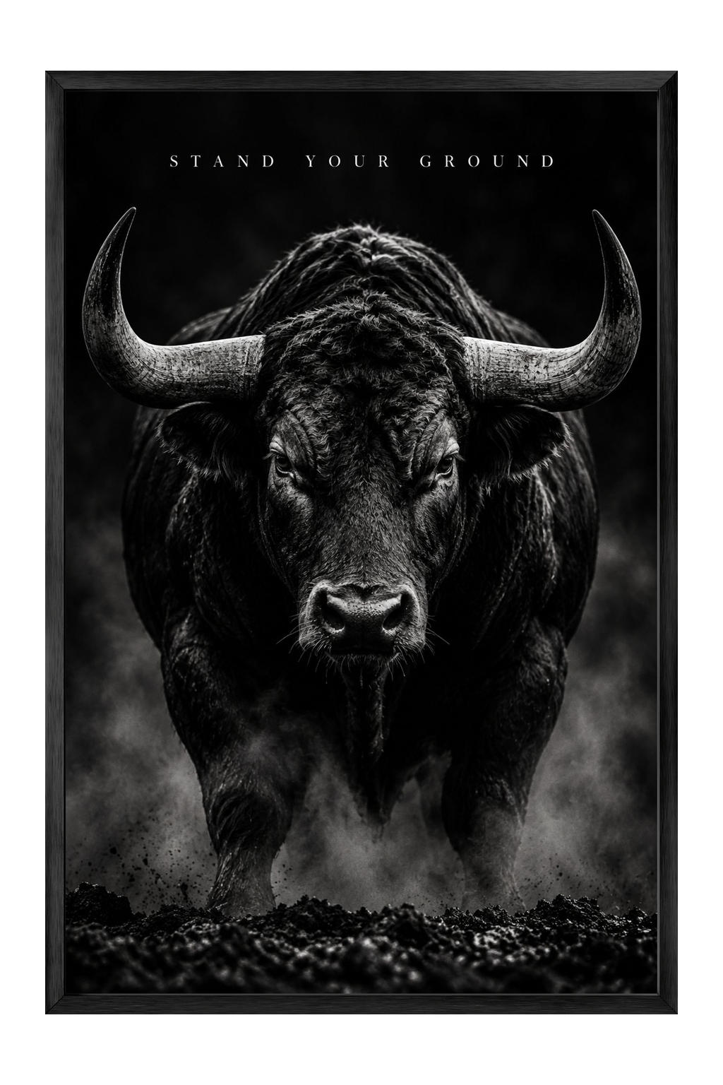 Stand Your Ground Bull Portrait — framed canvas